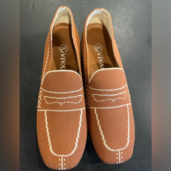 Vivaia Sustainable Graphic Print Knit Loafers Flats expresso Brown Sz 7 38 - Picture 1 of 5